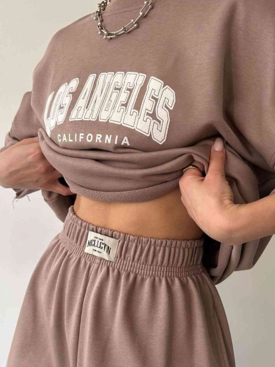 Ensemble sweat-shirt et pantalon de survêtement graphique LOS ANGELES CALIFORNIA