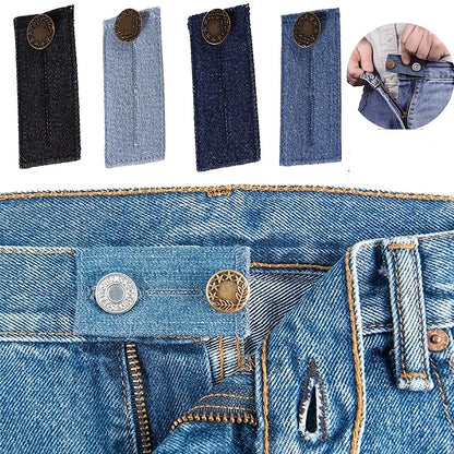 4pcs Expand Button For Pants, Waist Extender For Jeans, Trouser Hook With Long Buckle, Elastic Adjustment Waist Button, Belt Extension Buckle, Quilting Supplies