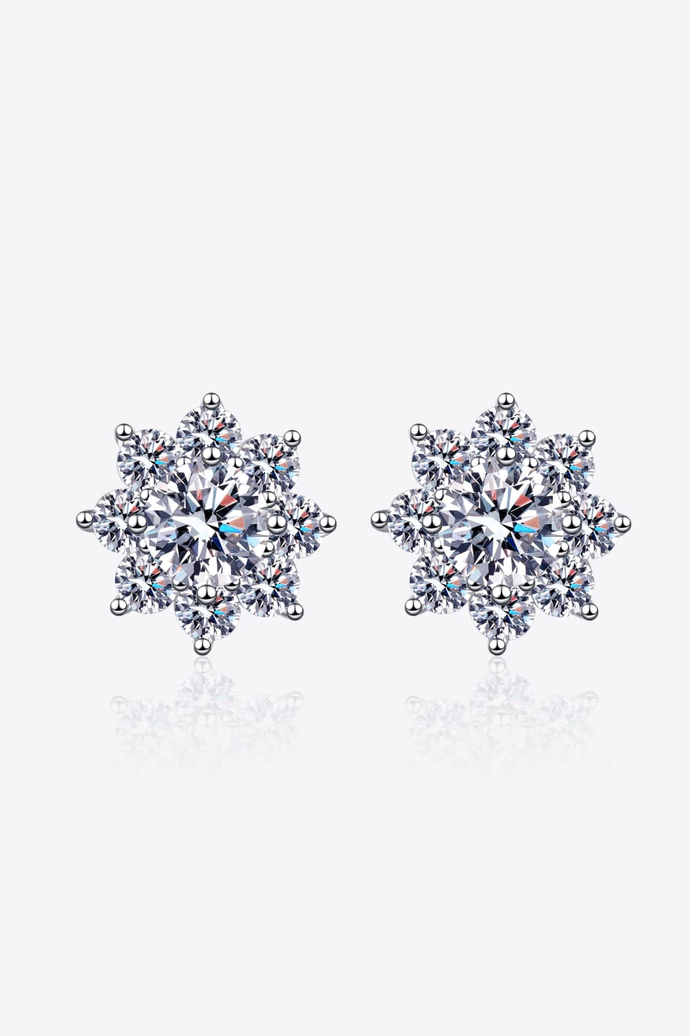 Boucles d'oreilles fleur en argent sterling 925 moissanite 1 carat