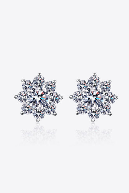 Boucles d'oreilles fleur en argent sterling 925 moissanite 1 carat