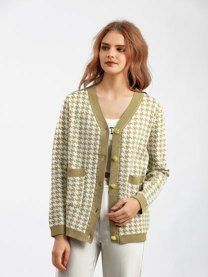 Houndstooth Button Down Cardigan