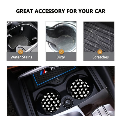 1pc-4pcs Car Coasters, Anti Slip Cup Pad, 3pcs/set, 6pcs/set Multicolor Dog Paws Print Car Interior Supplies