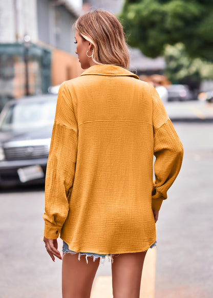 Chemise longue texturée à épaules tombantes