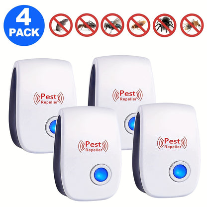 Ultrasonic Pest Repeller 4 Packs,Ultrasonic Pest Repellent Plug In,Pest Control Indoor For Mosquito, Insect, Mice, Spider, Bug, Ant, Cockroach