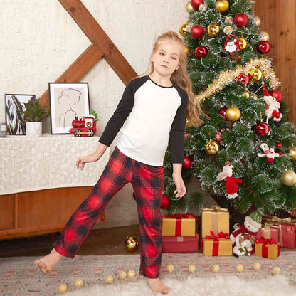 Raglan Sleeve Top and Plaid Pants Set