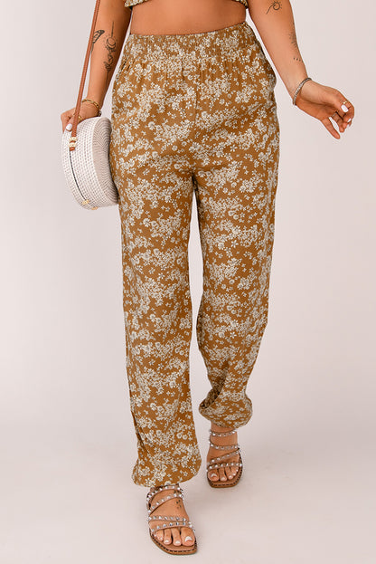 Floral Smocked Waist Pants