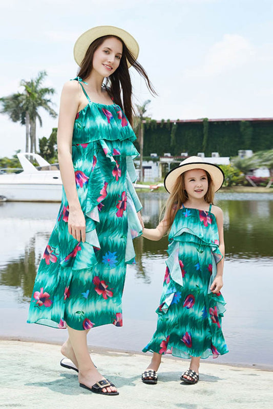 Robe fleurie à volants pour fille