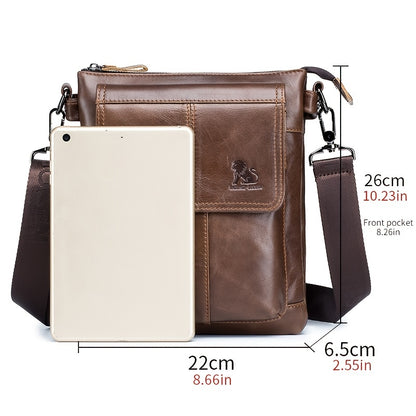 Upgrade Your Style with this Stylish Men's Leather Messenger Bag - Cow Leather Shoulder Bag!