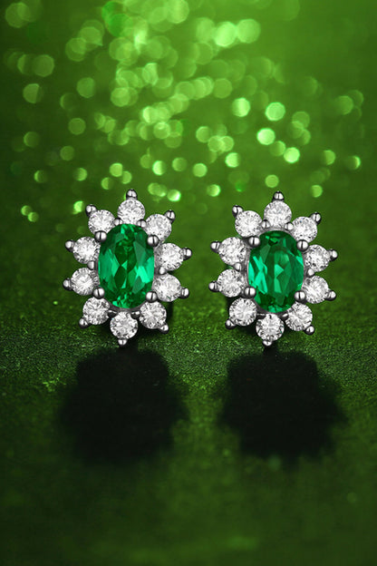 1 Carat Lab-Grown Emerald Stud Earrings