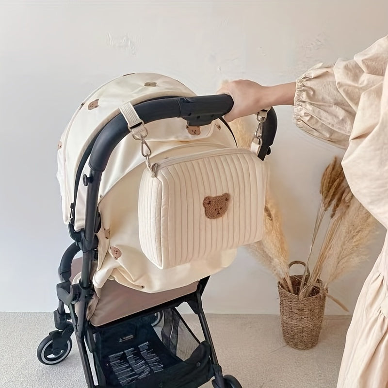 Stylish Embroidered Cotton Mummy Bag: Perfect for Storing Baby Essentials On-the-Go!