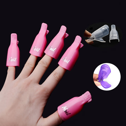 10 pcs Soak Off Nail Polish Remover - Plastic Nail Art Polish Soak Off Remover for Gel Polish - Easy and Painless Nail Care