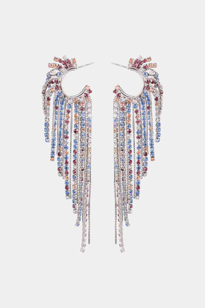 Fringed Rhinestone Zinc Alloy Dangle Earrings