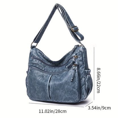 Sac à bandoulière en cuir vintage - Multi poches, style rétro - Parfait pour les femmes 