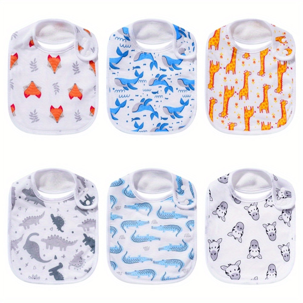 6pcs Baby Cotton Absorbent Bibs For Drooling Teething