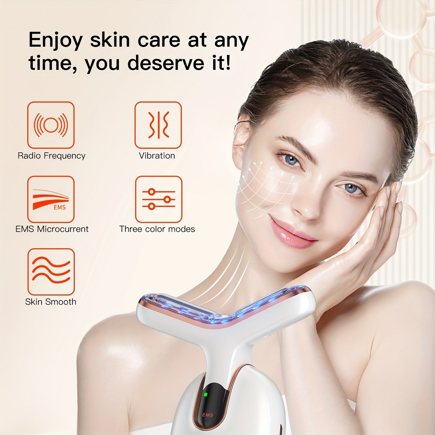 4-in-1 Radio Frequency Skin Tightening Machine: EMS Microcurrent Facial Device, Red Light Therapy, Thermal Vibrating Face Massager & More - Get Youthful & Flawless Skin Instantly!