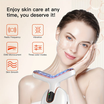 4-in-1 Radio Frequency Skin Tightening Machine: EMS Microcurrent Facial Device, Red Light Therapy, Thermal Vibrating Face Massager & More - Get Youthful & Flawless Skin Instantly!