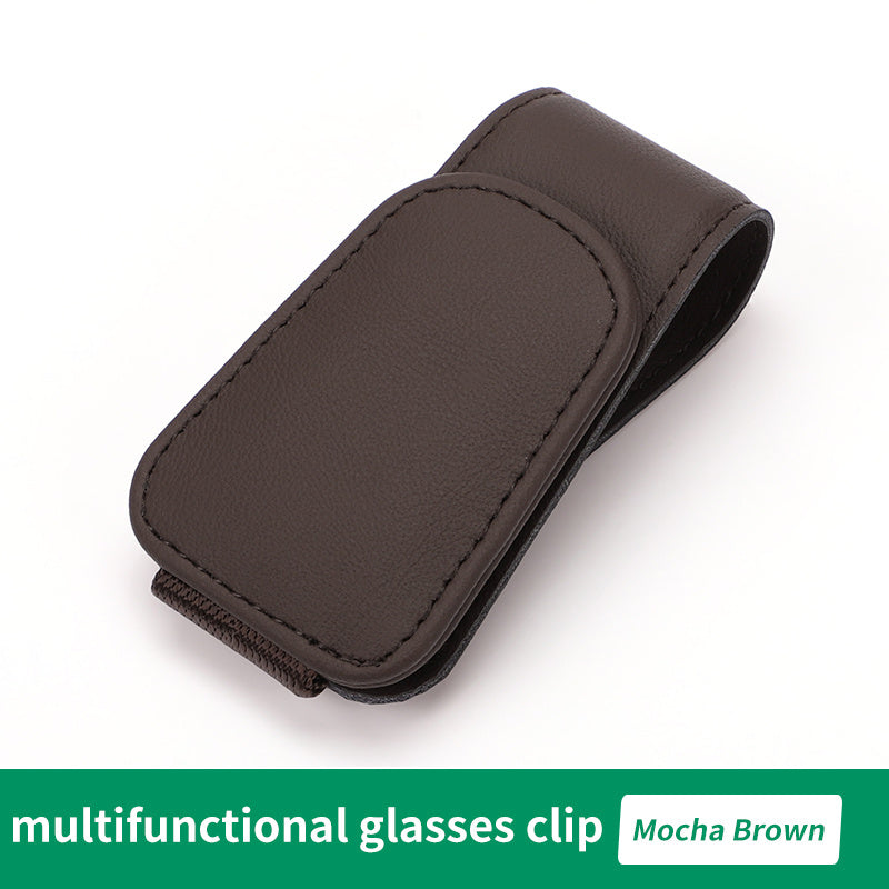 Upgrade Your Car Visor with This Magnetic Leather Sunglasses Holder - Keep Your Glasses & Tickets Secure!