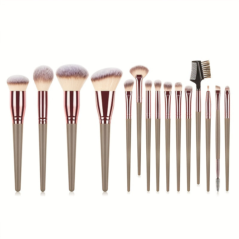 15-Piece Professional Makeup Brush Set: Perfect for Foundation, Eyelash, Eyebrow, and Eyeshadow Cosmetics!