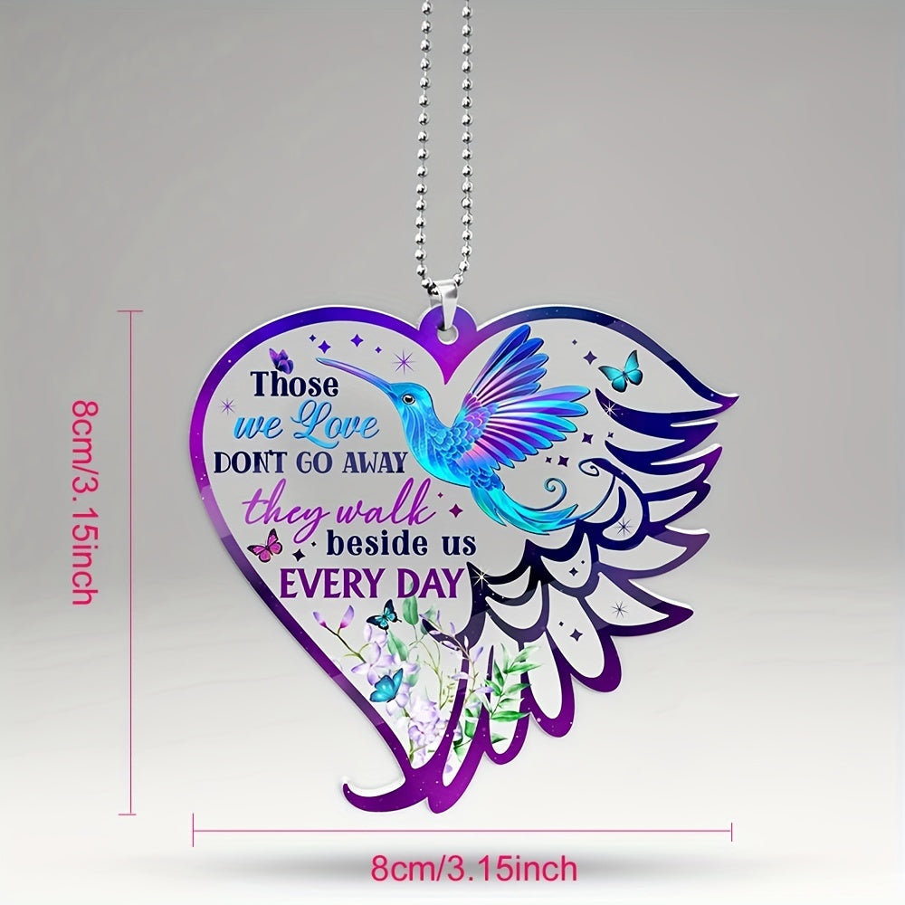 1pc Transparent Heart Keychain Pendant for Girls - Cute Bird Car Decoration and Backpack Accessory