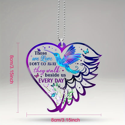 1pc Transparent Heart Keychain Pendant for Girls - Cute Bird Car Decoration and Backpack Accessory