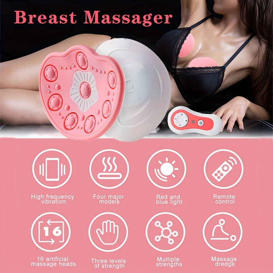 Wireless Vibration Massage Chest Beauty Instrument with Remote Control Charging & Heating Massage Technology