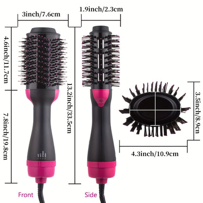 4-in-1 Hair Styling Tool: Hair Dryer Brush, Ceramic Oval Barrel, Volumizer & Straightener - Perfect for All Hair Types!