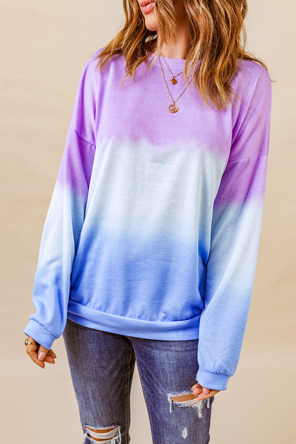 Tie-Dye Drop Shoulder Round Neck Sweatshirt