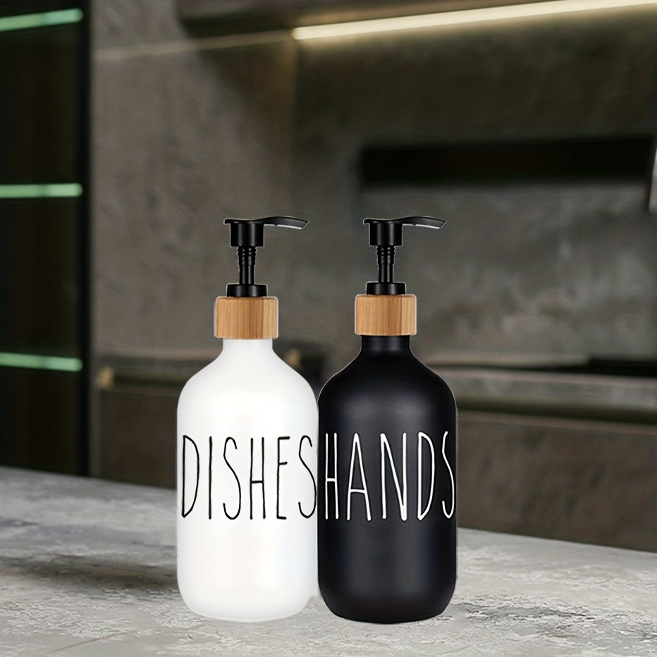 2 pcs Farmhouse Hand and Dish Soap Dispenser Set - Refillable Liquid Soap Dispenser with Pump for Kitchen - Convenient and Eco-Friendly