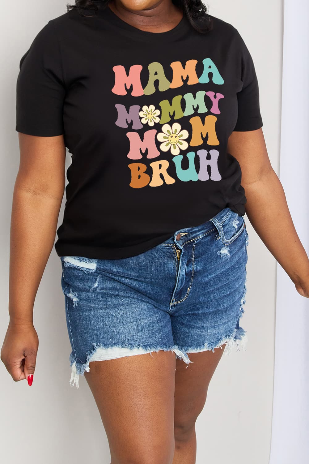 Simply Love T-shirt en coton graphique MAMA MY MOM BRUH pleine taille