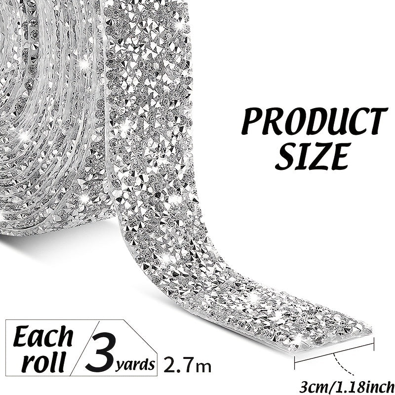 Sparkle Up Your Wedding, Party, Car, or Phone with 3 Yards of Self-Adhesive Rhinestone Ribbon!