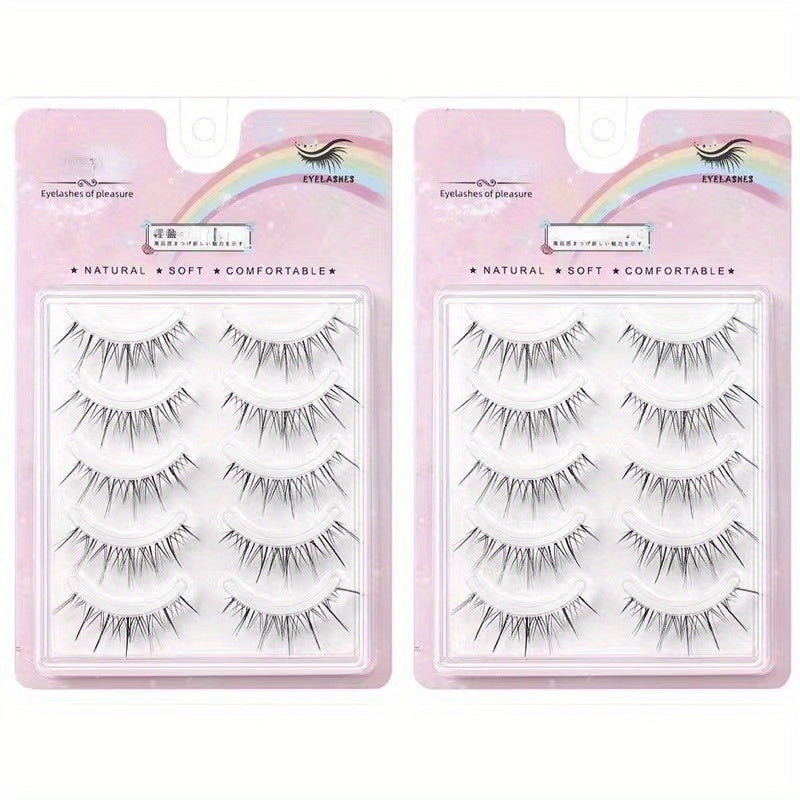 5 Pairs of Wavy False Eyelashes - Perfect for Manga & Anime Makeup & Beauty!