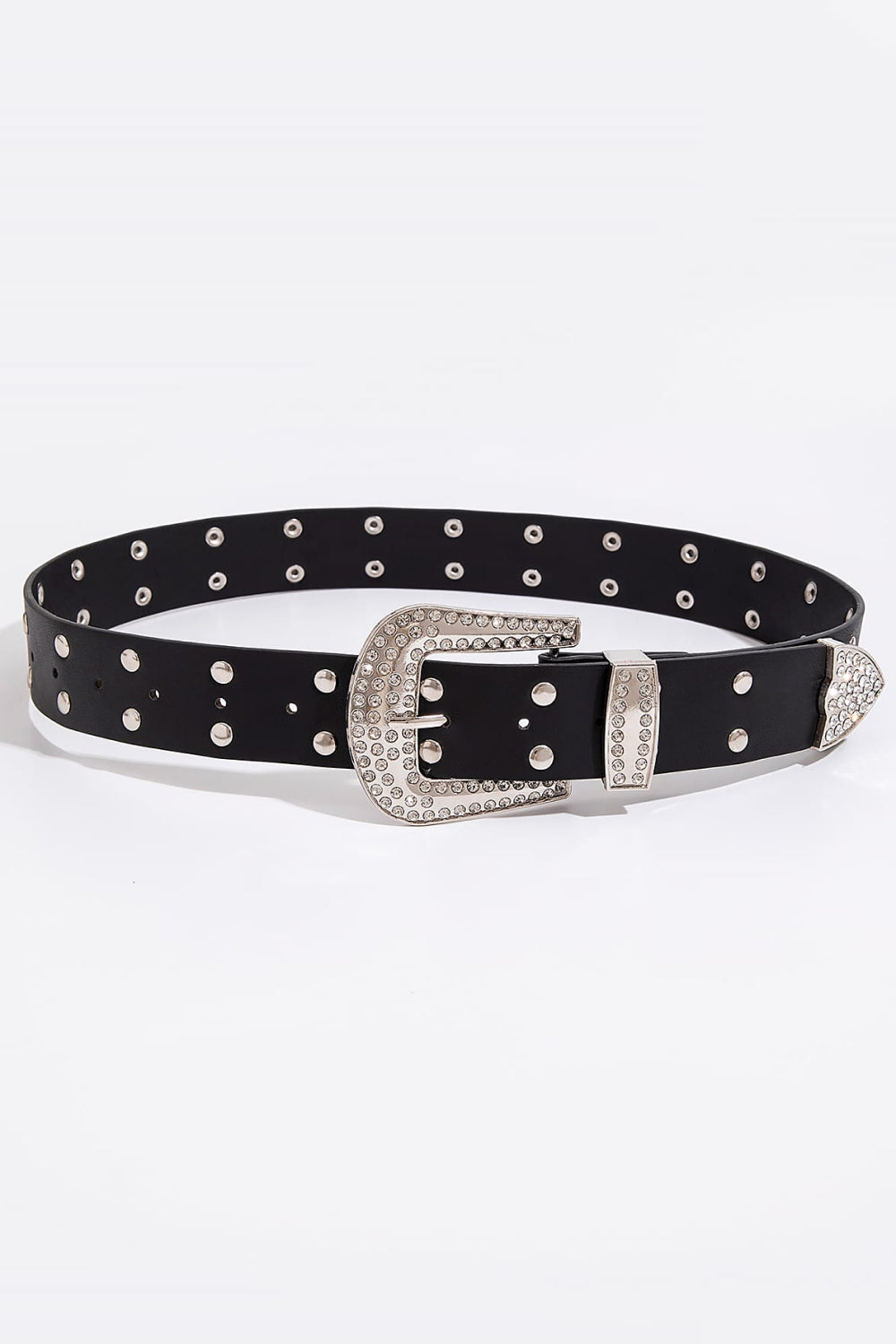 Double Row Studded PU Leather Belt