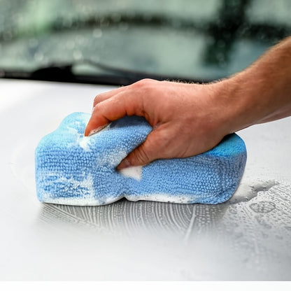 4pcs Microfiber Applicator Pads, 3*5in Microfiber Sponge, Car Wash Pads, Cleaning Pads, Great For Applying Wax, Sealants & Other Conditioners-Blue