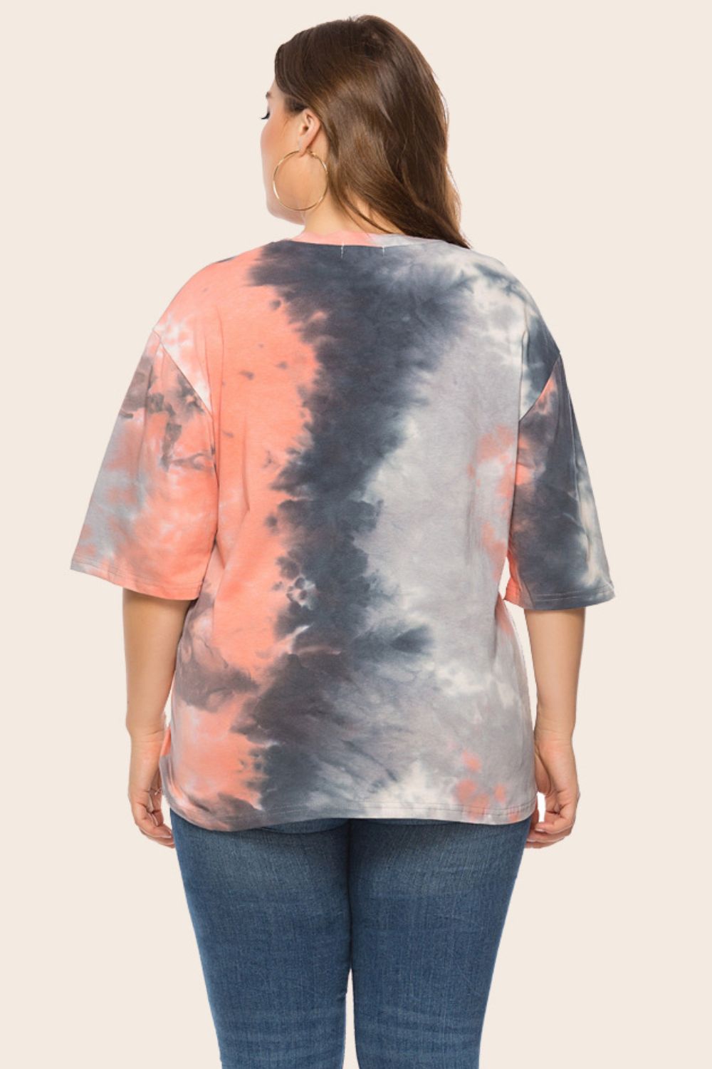 T-shirt Tie-Dye à Demi-Manches de Grande Taille