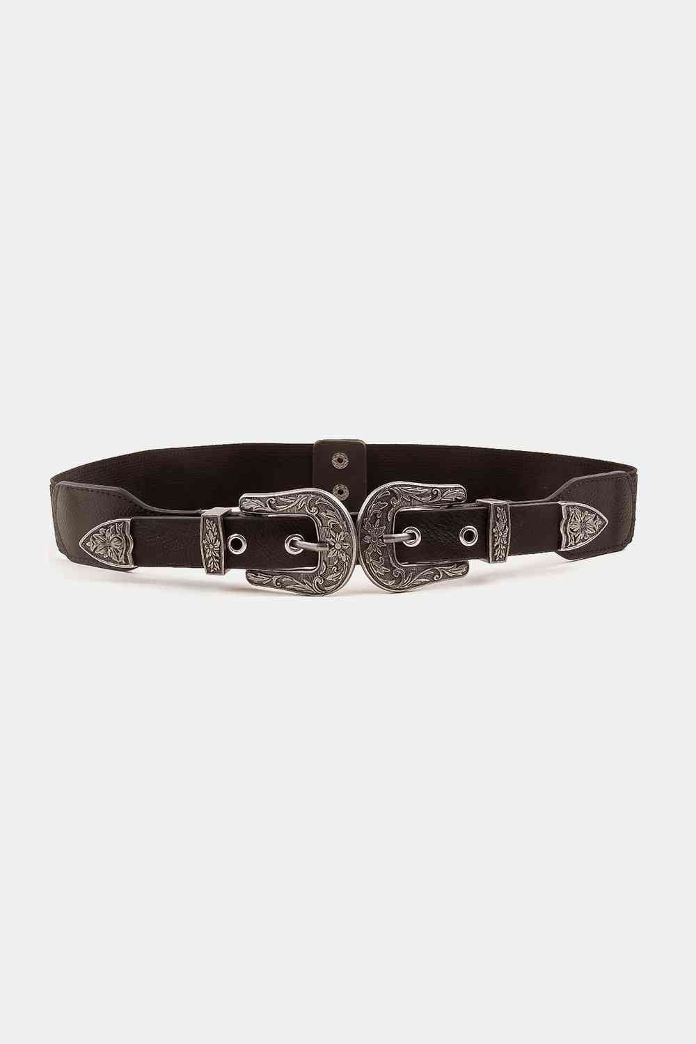 Ceinture en cuir PU à boucle symétrique en alliage de zinc