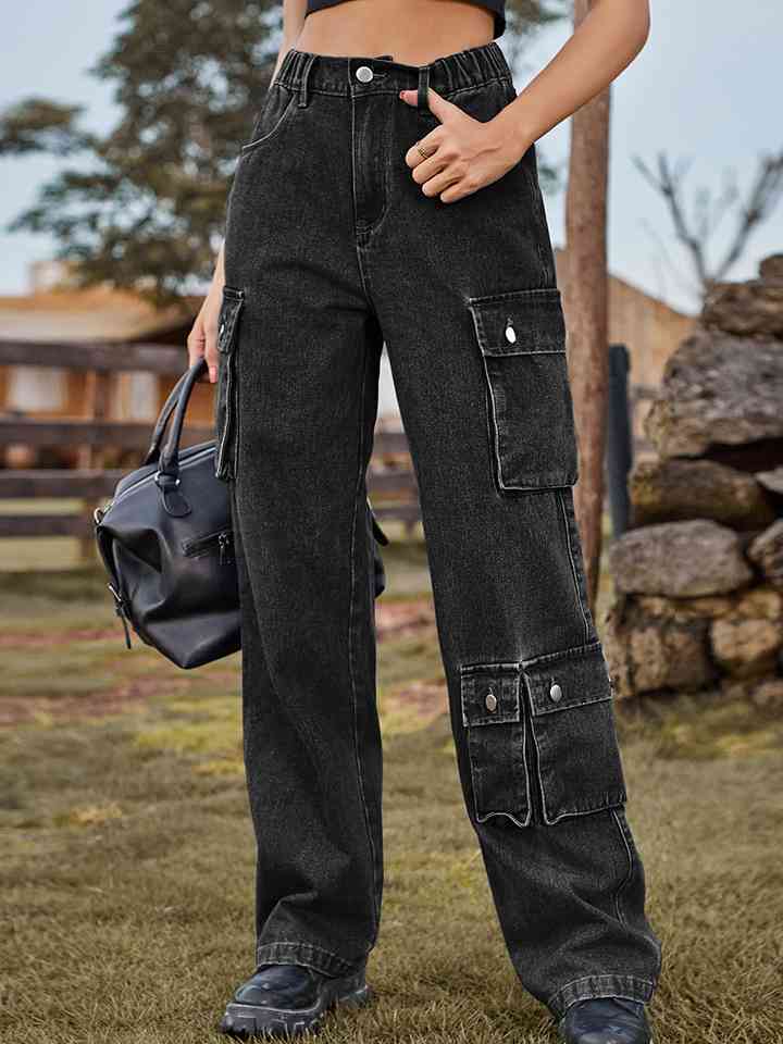 Straight Leg Cargo Jeans