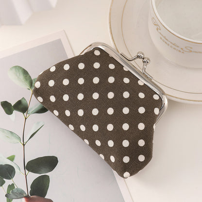 Stylish Polka Dot Kiss Lock Coin Purse - Convenient Earphone Storage Wallet