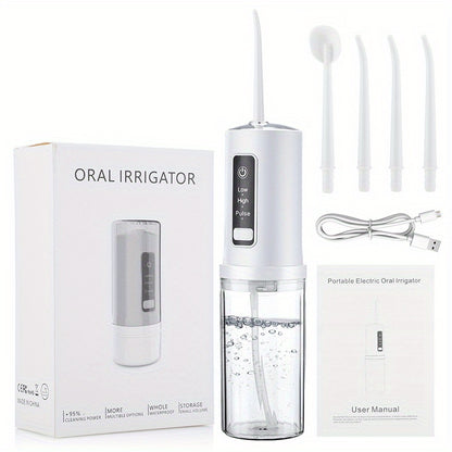 230ml Rechargeable Portable Floss Irrigator - 4-in-1 Oral Irrigator with 3 Modes for Daily Teeth Care - Perfect for Men and Women - Keep Your Teeth Clean and Healthy