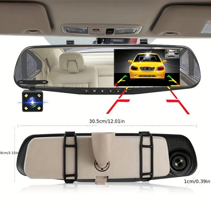 4.2 Inch Large Screen Rearview Mirror Dash Cam Dual Lens HD 1080P Night Market HD Dash Cam For All Models