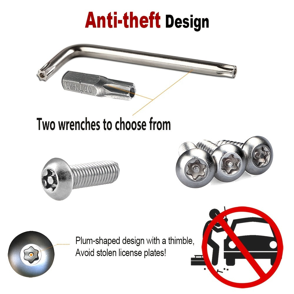 Anti Theft License Plate Screws, 1/4"(M6) Stainless Steel Bolts Fasteners Kits For Car Tag Frame Holder, Tamper Resistant Self Mechanical Bolts