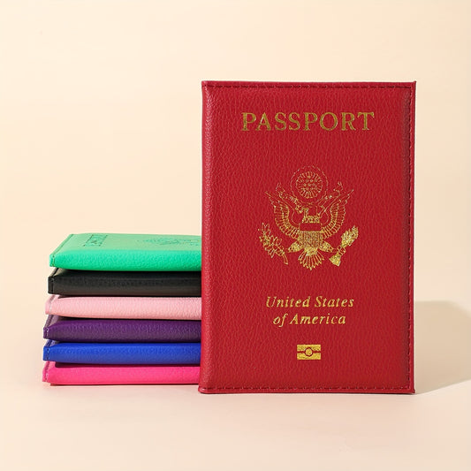 Women's Simple Vintage Passport Case, Lightweight Solid Color Cover, Faux Leather Organizer