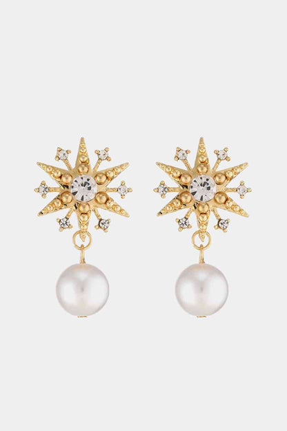 Synthetic Pearl Star Shape Alloy Earrings