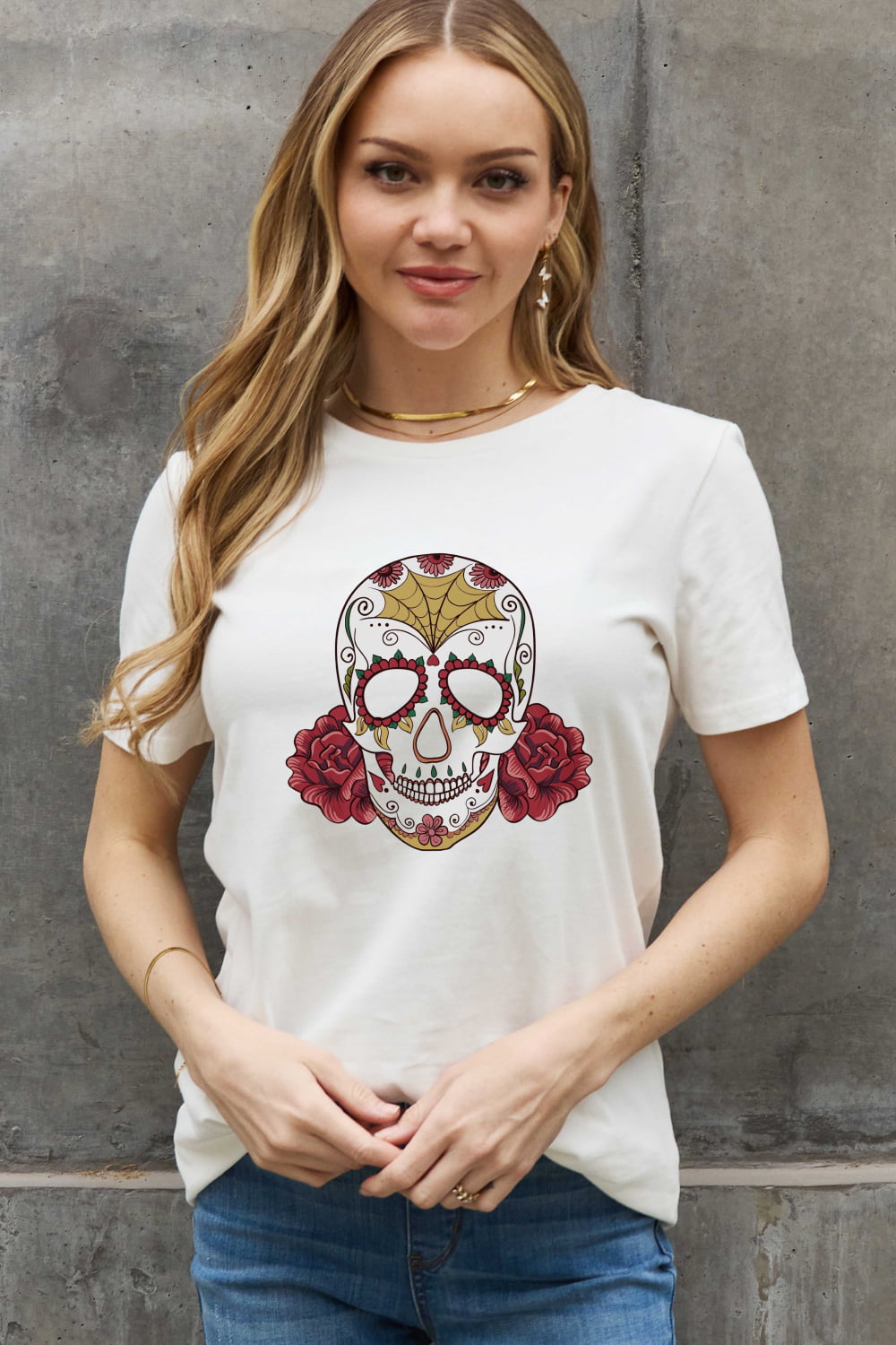 Simply Love Full Size Skull Graphic Cotton Tee