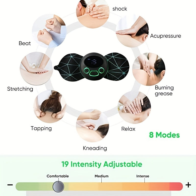 8-Mode Wireless Electric Neck Massager: Relieve Pain & Increase Mobility with LCD Display EMS Body Stretcher!