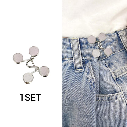 1 Set Of Pant Waist Tightener Instant Jean Buttons For Loose Jeans Pants Clips For Waist Detachable Jean Buttons Pins No Sewing Waistband Tightener