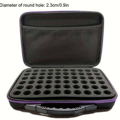 Boîte de rangement d'huiles essentielles à 60 emplacements et sac de transport – Parfait pour le stockage de parfums et de vernis à ongles. 