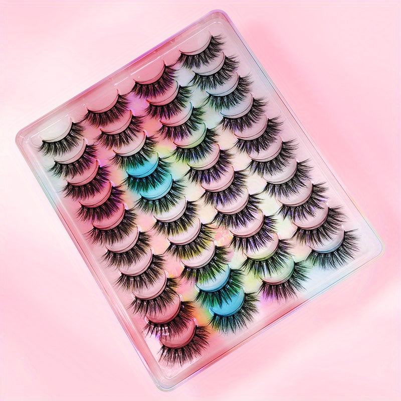 20 Pairs False Eyelashes 3D Faux Mink Lashes Natural Look Wispy Fake Eyelashes Fluffy Volume Long Thick Lashes