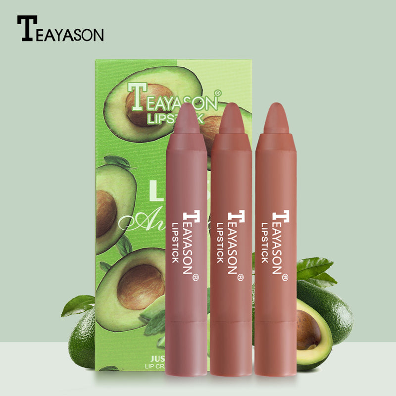 3 Sticks Set Matte Velvet Lipstick Pen Bean Paste Color Milk Tea Color Lipstick