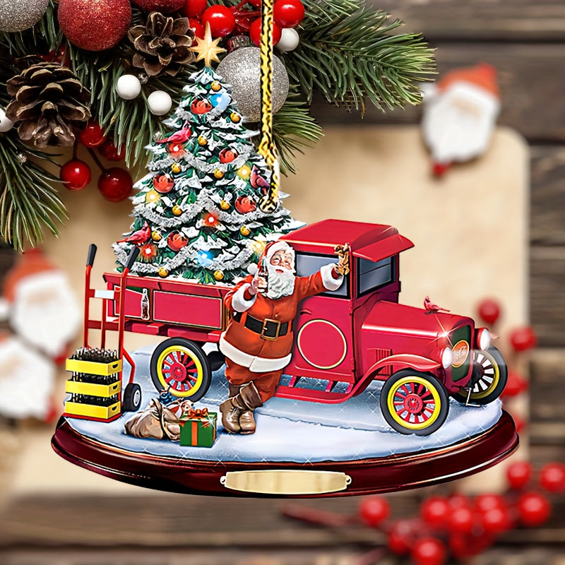 1pc Christmas Bus Pendant - Add a Festive Touch to Your Car or Home Decor!