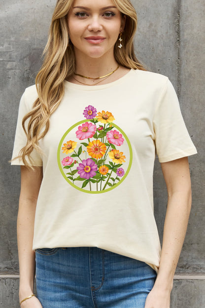 Simply Love Full Size Flower Graphic Cotton Tee